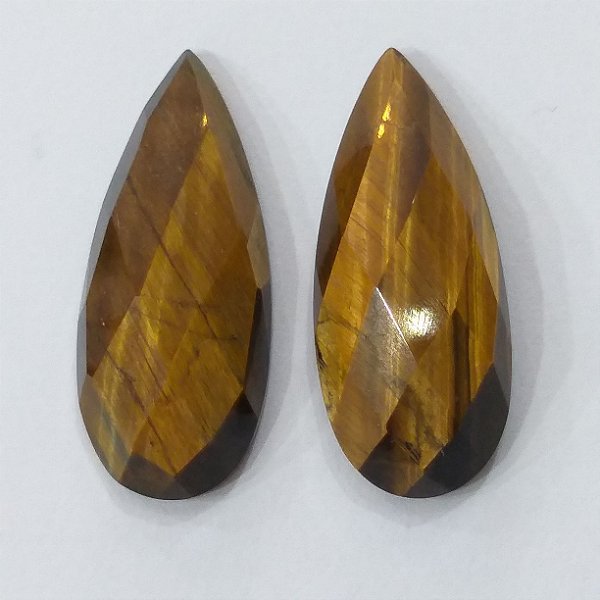 Quartzo Olho De Tigre Gota Par Facetado 15X35 mm