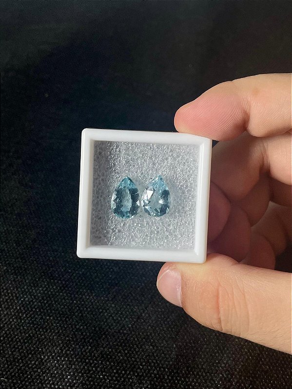 Topazio Azul Natural Gota Par 9,5X13,5 mm