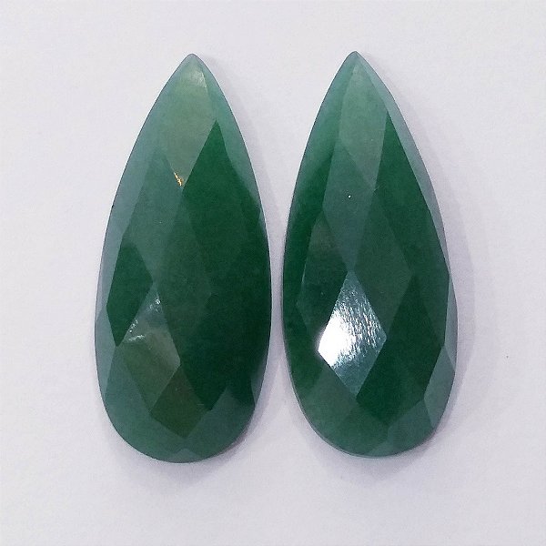 Quartzo Verde Gota Facetada Par 15x35 mm
