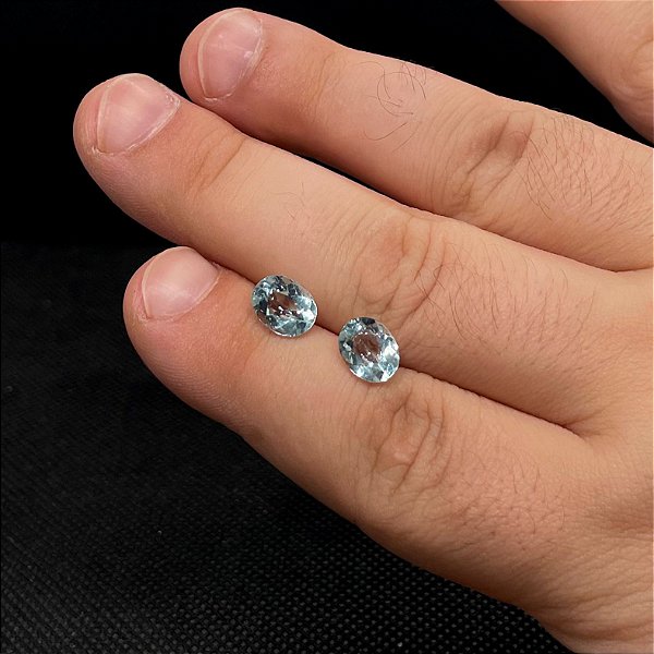 Agua Marinha Facetada Oval Par 7x9mm