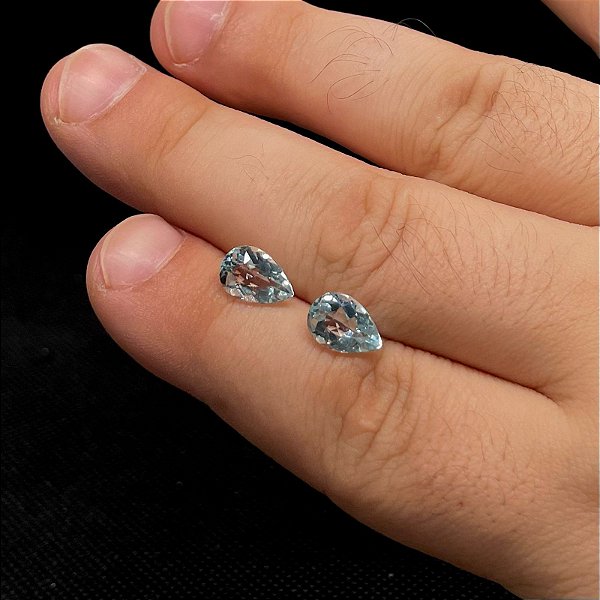 Agua Marinha Facetada Gota Par 7x10mm