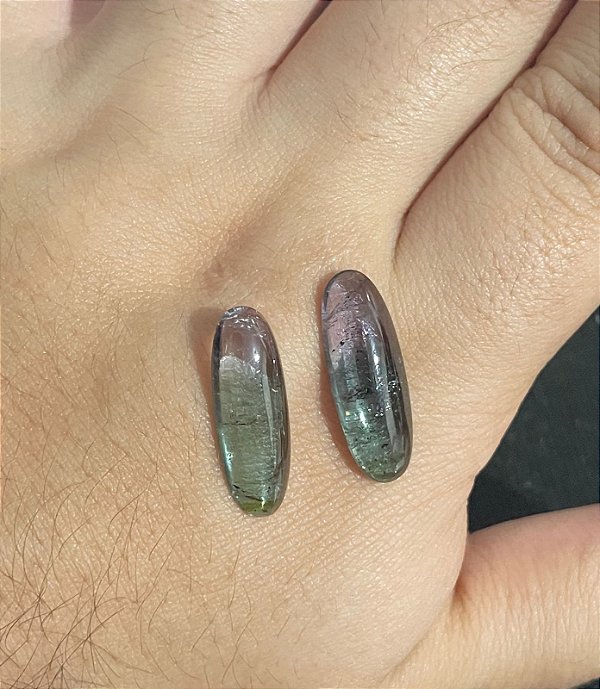 Turmalina Bicolor Liso Oval Par 8x23 mm