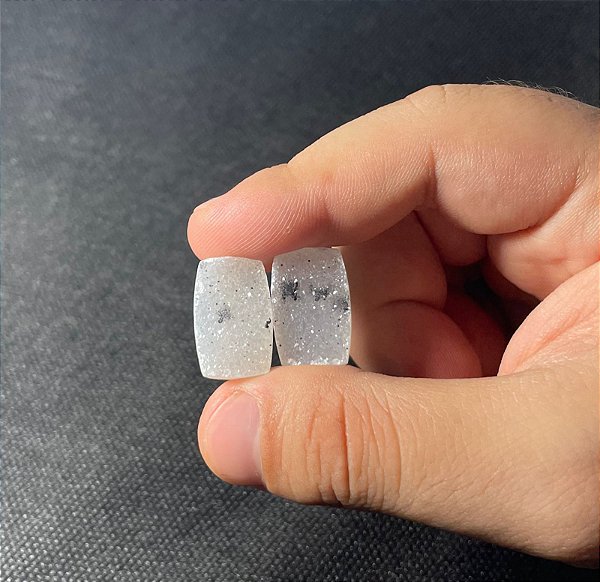 Quartzo Agata Brilho Druzinha Retangular Par 13X20MM