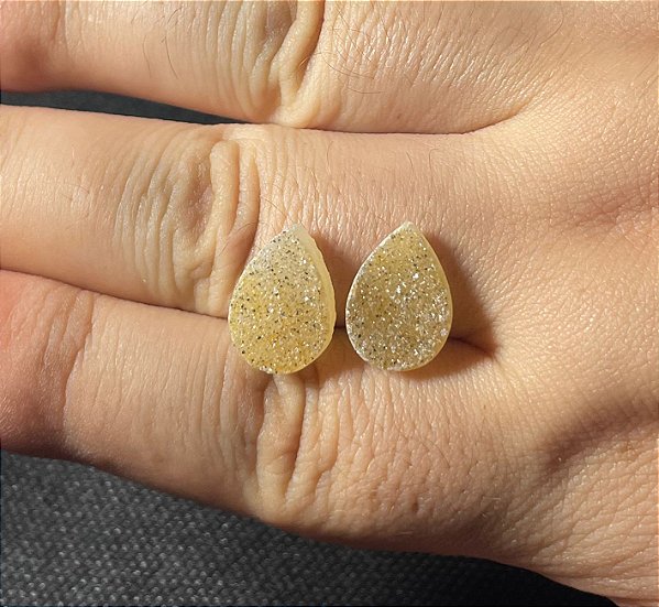 Quartzo Agata Brilho Druzinha Gota Par 11x15mm