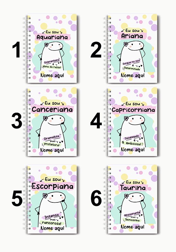 Caderno A5 Flork Signos - 100 folhas pautadas - Personalizado