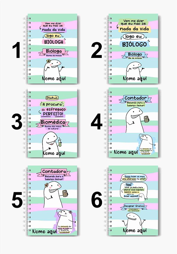 Caderno A5 Flork Profissões - 100 folhas pautadas - Personalizado