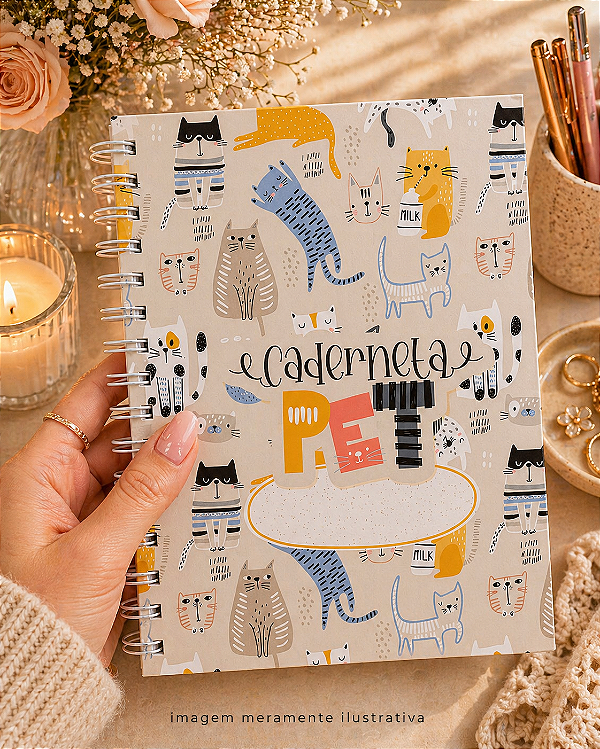 Caderneta de Saúde/Vacina Pet Premium Gato com acabamento artesanal - Personalizado