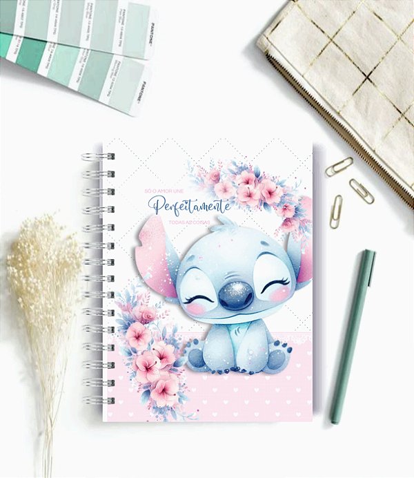Caderno A5 Love Stitch  -  100 folhas pautadas - Personalizado
