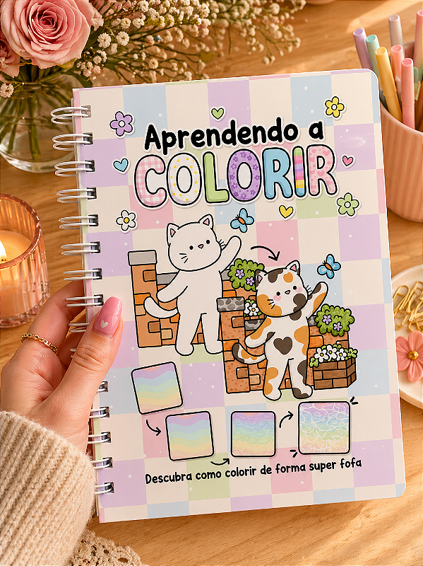 Livro Aprendendo a Colorir Premium com acabamento artesanal - Personalizado