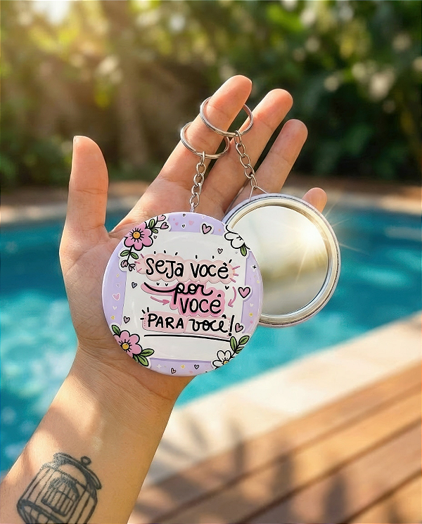 Botton Chaveiro Espelho 55mm Mulher - Personalizado