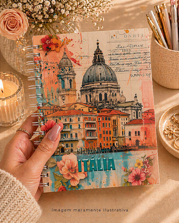 Caderno A5 Premium Pautado 100 folhas Temas Mundo com acabamento artesanal - Personalizado
