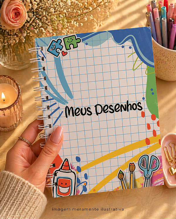 Caderno Premium de Desenho A5 com acabamento artesanal - Personalizado