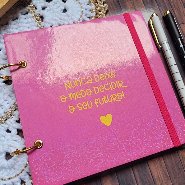 Caderno Argolado Premium Quadrado e folhas brancas com acabamento artesanal- Personalizado