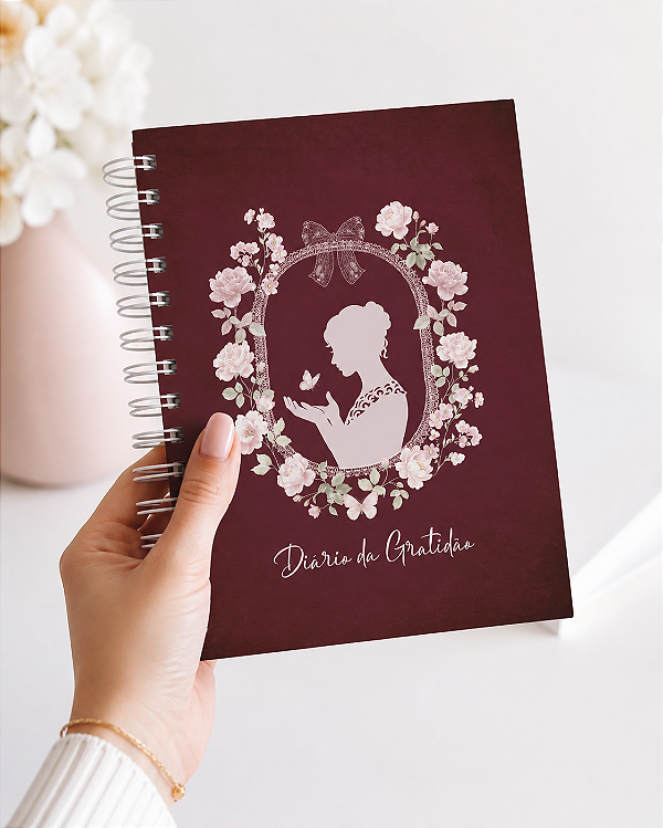 Diário da Gratidão Premium Vintage com acabamento artesanal - Personalizado