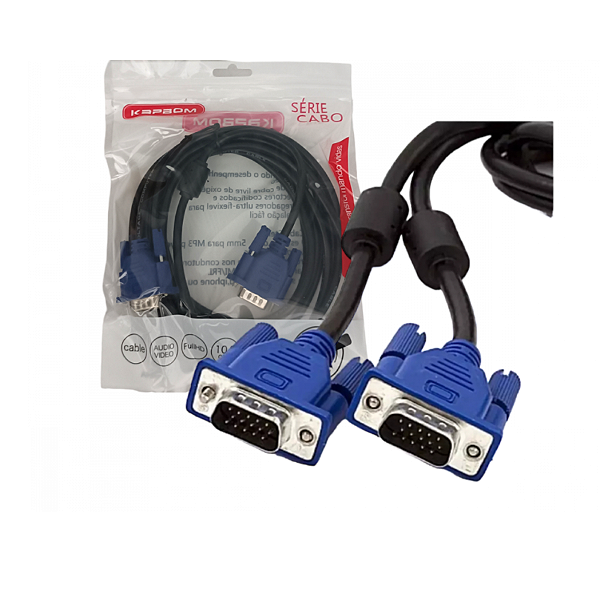 Cabo VGA/VGA Conexão de Vídeo para PC e Tela 3 Metros Kapbom KAP-VGA-3M