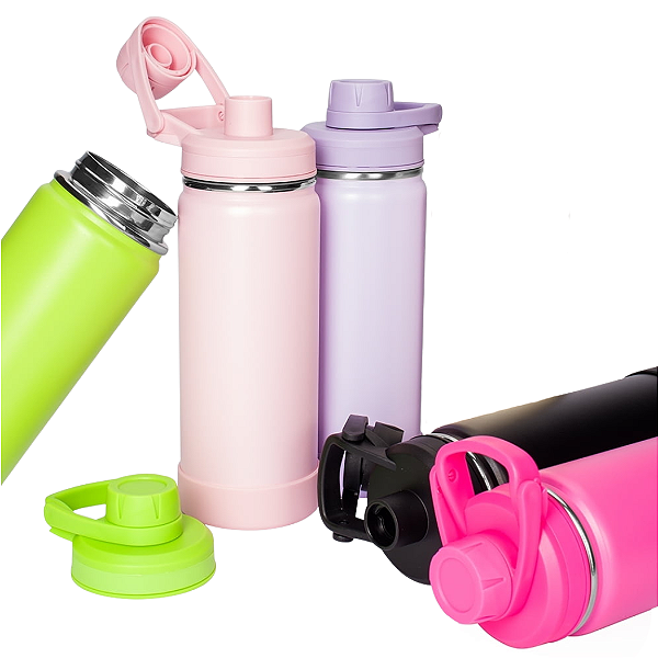 Garrafa Squeeze 1 Litro de Aço Inox Térmica com Alça Tampa Rosquear