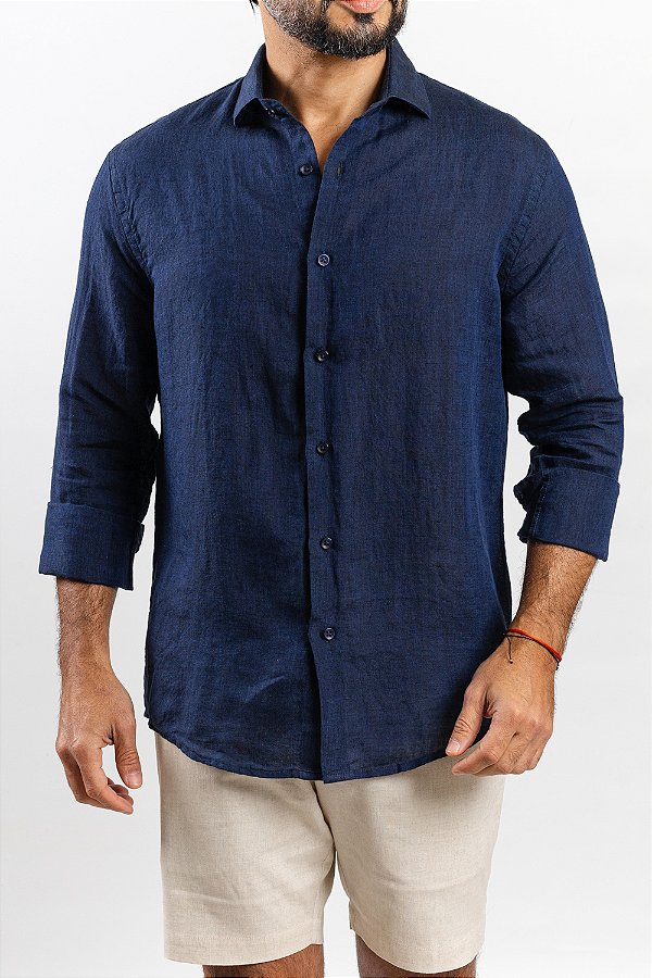 Camisa Verano Linho Marinho