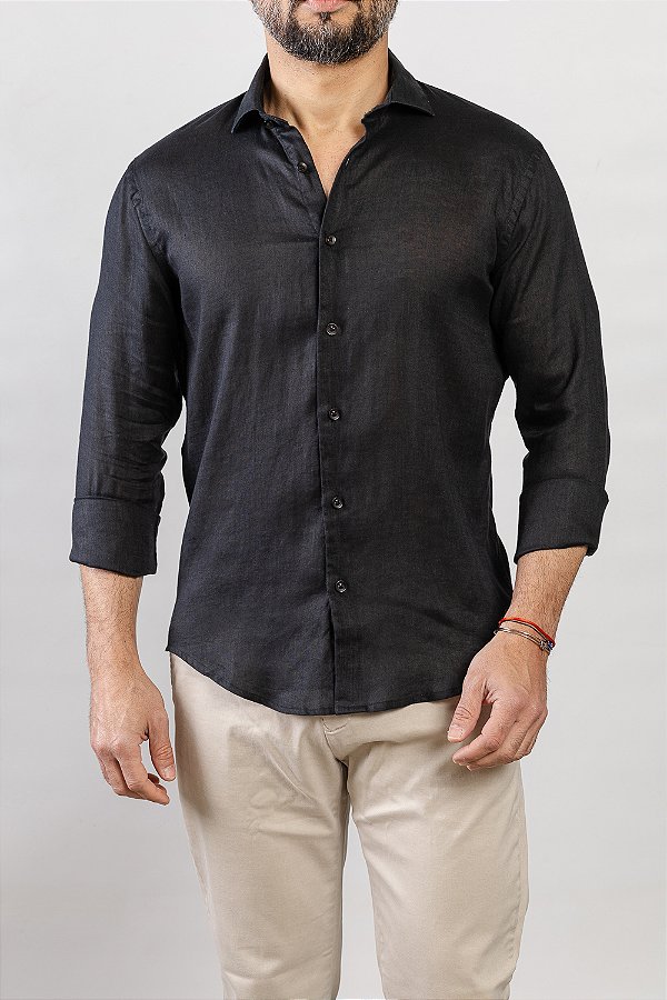 Camisa Verano Linho Preto