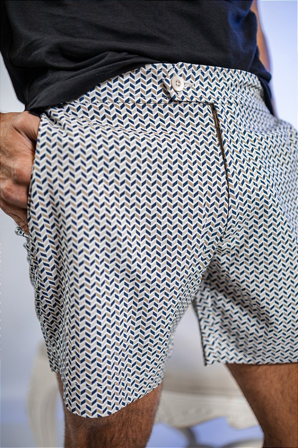 Short Banho Geométrico Multicolorido