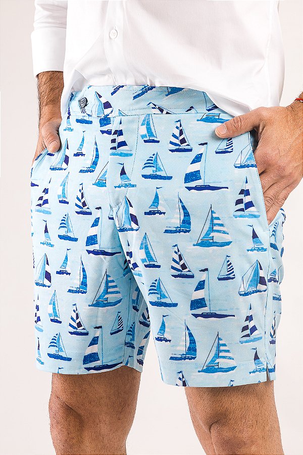 Short de Banho Estampa Barcos