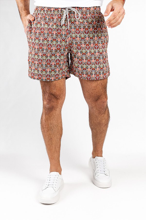 Short de Banho Estampado Arabesco