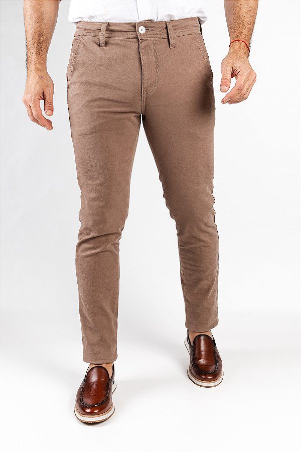 Calça de Sarja Skinny Khaki