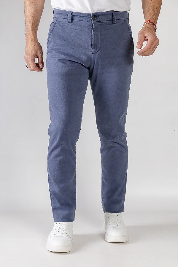 Calça de Sarja Slim Azul