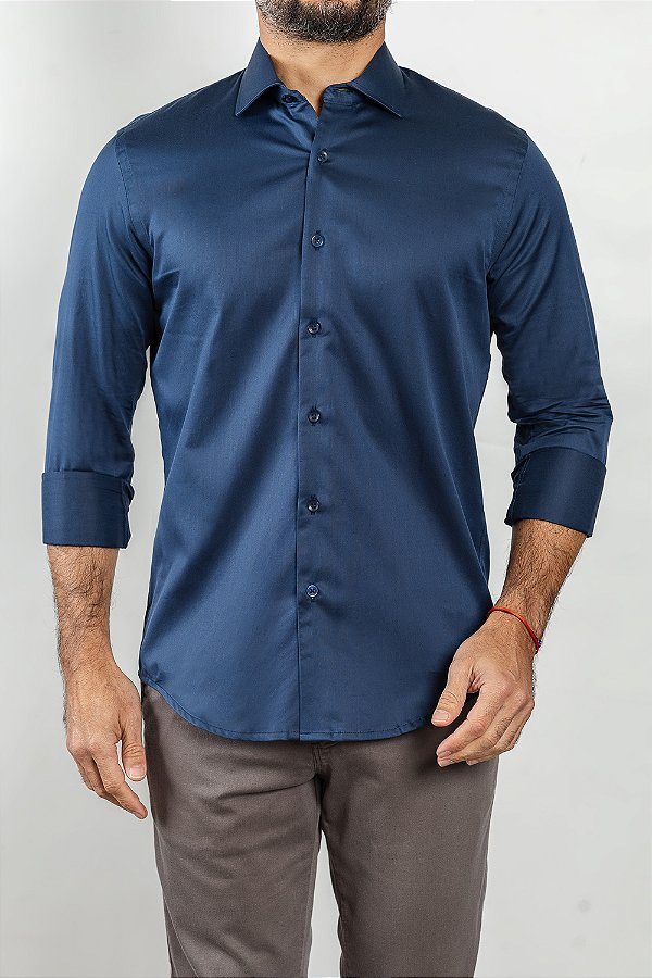 Camisa Arm Collar Azul Médio
