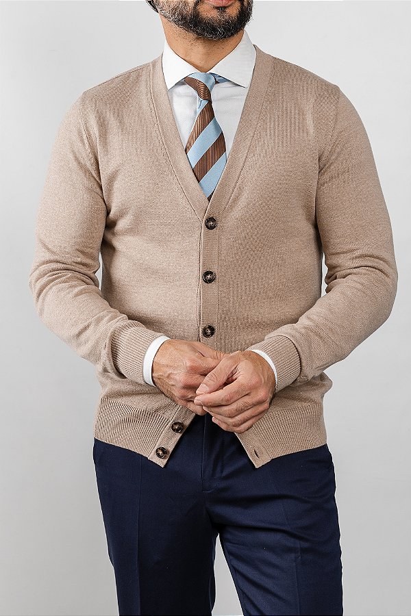 Cardigan de Tricot Bege Claro