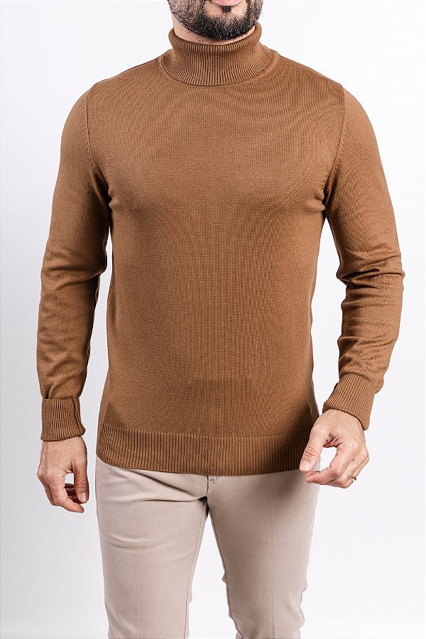 Tricot Gola Role Conhaque