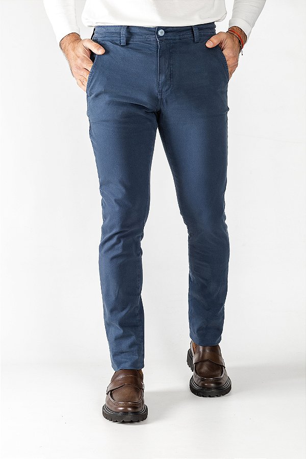 Calça de Sarja Skinny Azul Petróleo