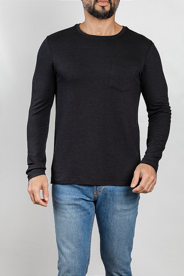 Camiseta Pocket Texturizada Preta