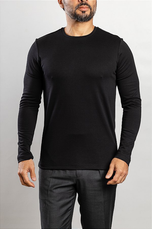 Camiseta Arm Design Manga Longa Preto