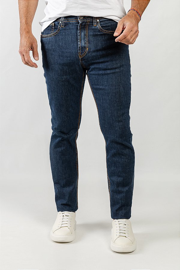 Calça Jeans Slim Lavagem Escura