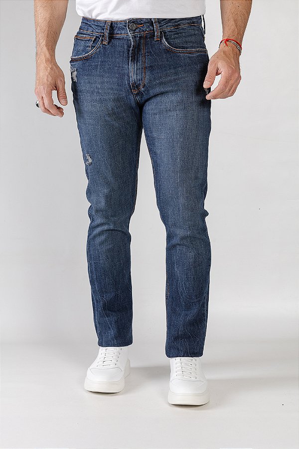 Calça Jeans Slim Lavagem Escura