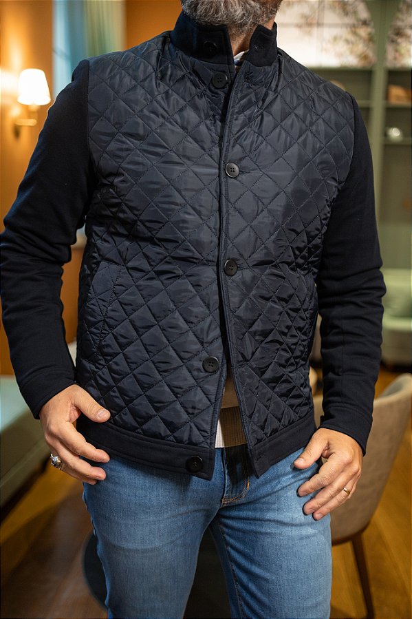 Jaqueta de Nylon Matelassê Marinho