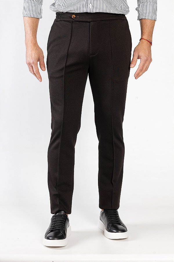 Calça de Malha Tec Friso Café