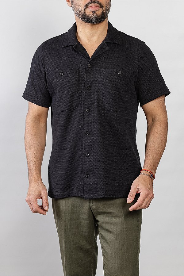Camisa Manga Curta Cuba Preta