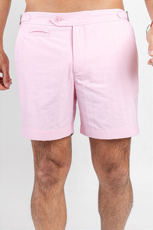 Short de Banho Rosa com Fivela
