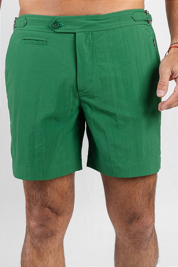 Short de Banho Verde com Fivela