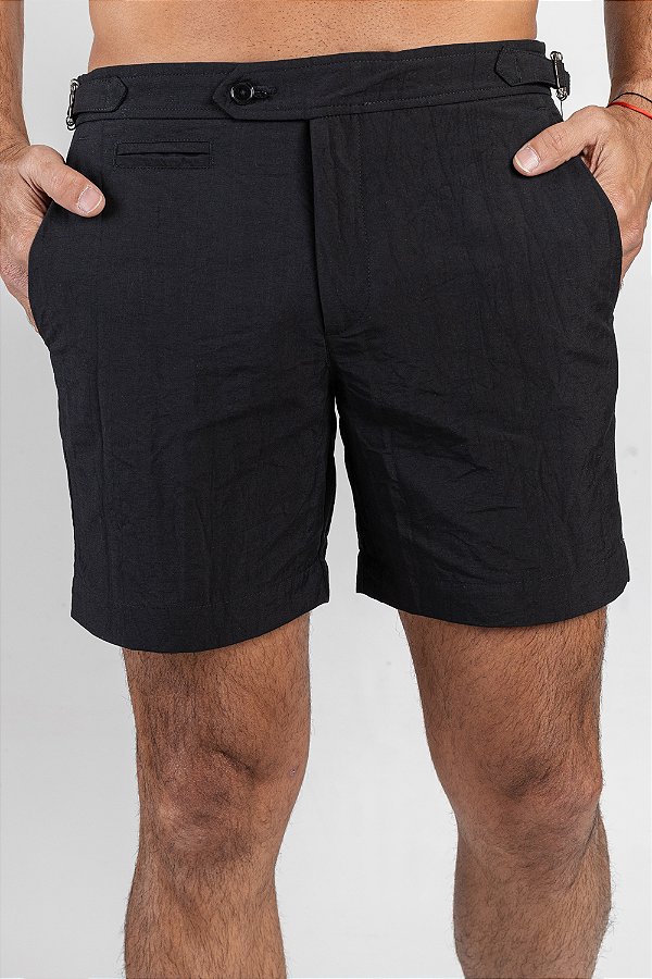 Short de Banho Preto com Fivela