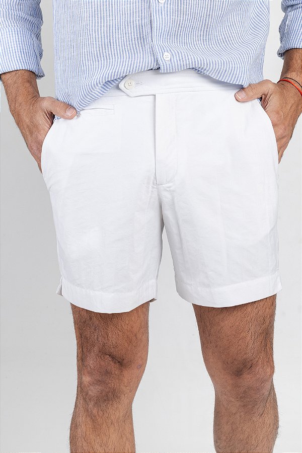 Short de Banho Branco com Fivela