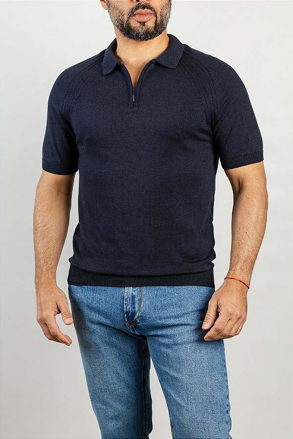 Camiseta Garda Polo Zíper Marinho