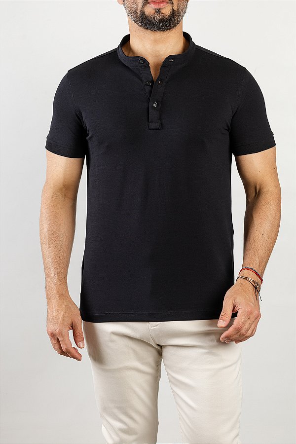 Camiseta Pima Gola Padre Preta