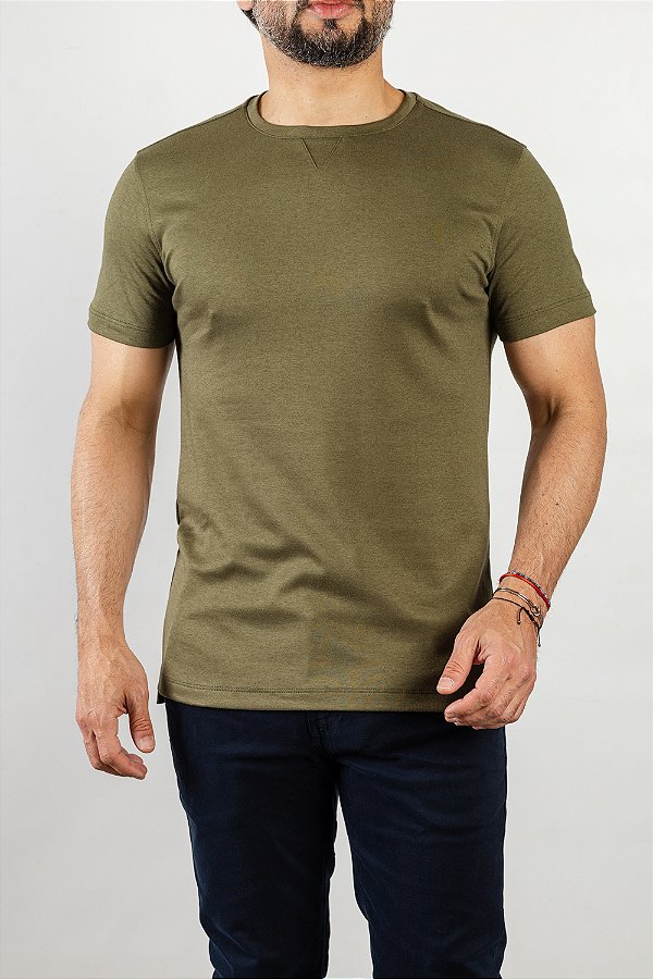 Camiseta Seda Verde Oliva