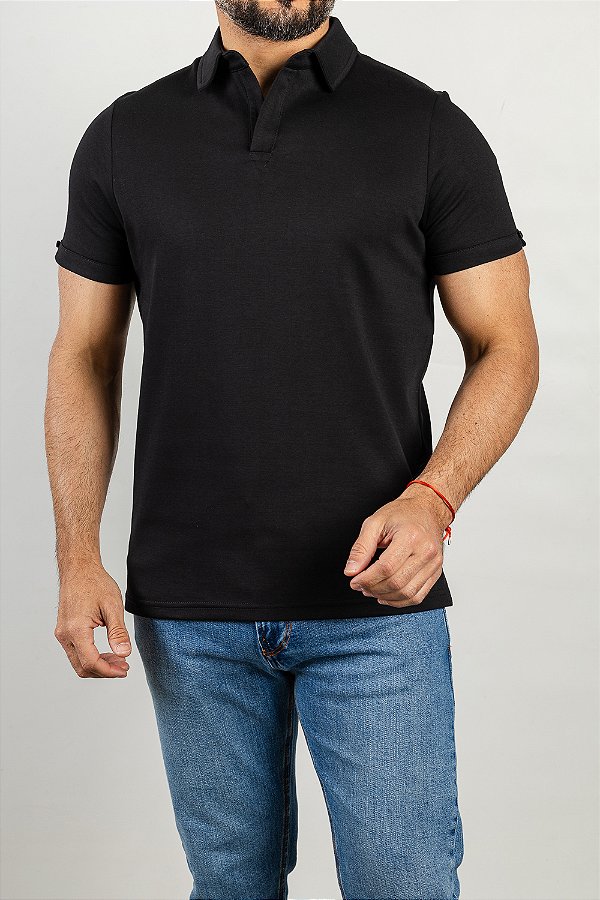 Camiseta Polo V Preta