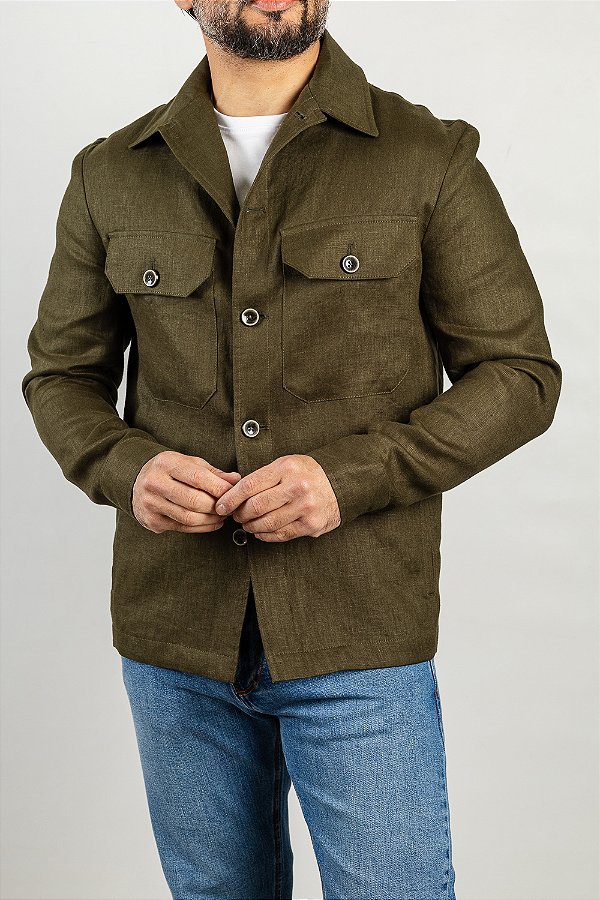 Overshirt de Linho Oliva