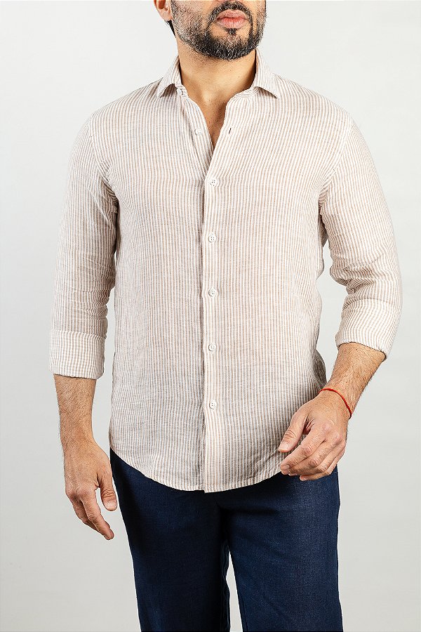 Camisa Verano Linho Branca Listra Fendi