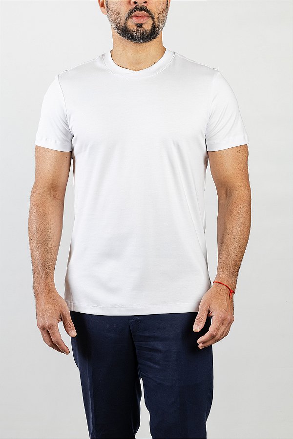 Camiseta Gola Cruzada Branca