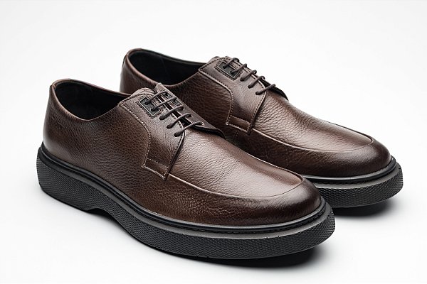 Sapato Derby de Couro Café